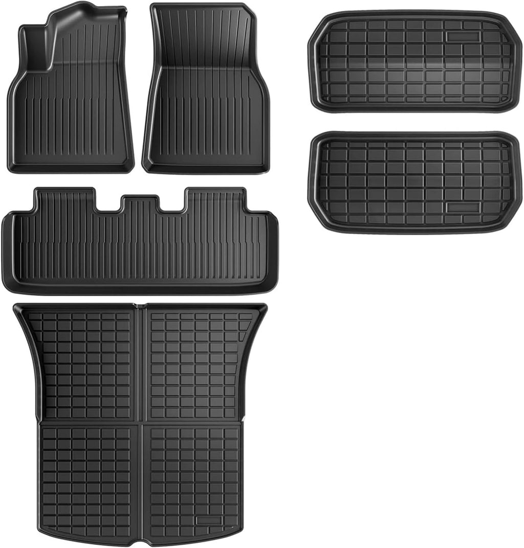 XPE Floor Mats Compatible with Tesla Model 3 Highland 2024 / Model Y 2024-2017, All Weather Cargo Liner Floor Mats and Cargo Trunk Mats(8PCS M3 Highland)