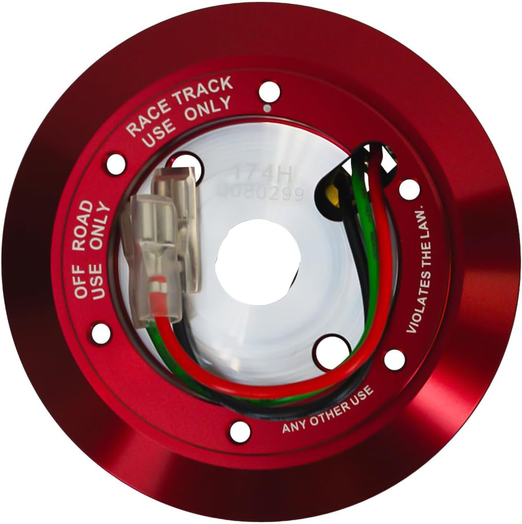 NRG Innovations Racing Style Steering Wheel Short Hub, Lockable Aluminum Steering Shaft, 6x70mm Bolt Pattern Quick Release Adapter Unit, Compatible For 83-92 Ford, Red, NRG-SRK-174H-RD