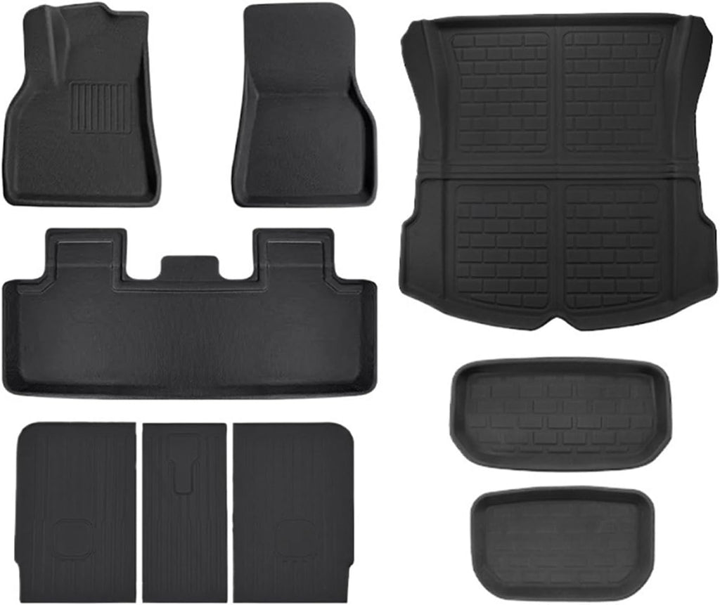 Floor Mats Compatible with Tesla Model 3 2021-2024 Highland Model Y 2017-2024 Custom All Weather Cargo Liner Trunk Accessories(My 2017-24 9PCS)