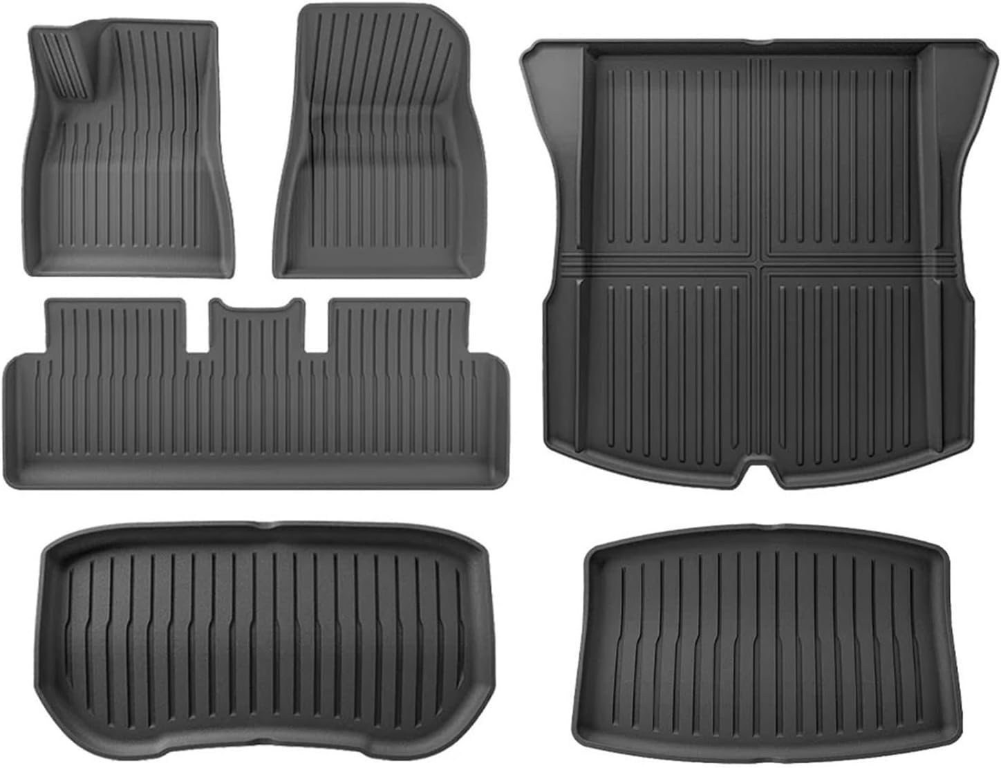Compatible with 2024 Tesla Model 3 Highland Floor Mats TPE All Weather Front Rear Cargo Liner Mat, Waterproof Anti-Slip Mats Accessories(2024 M3 6PCS LHD)