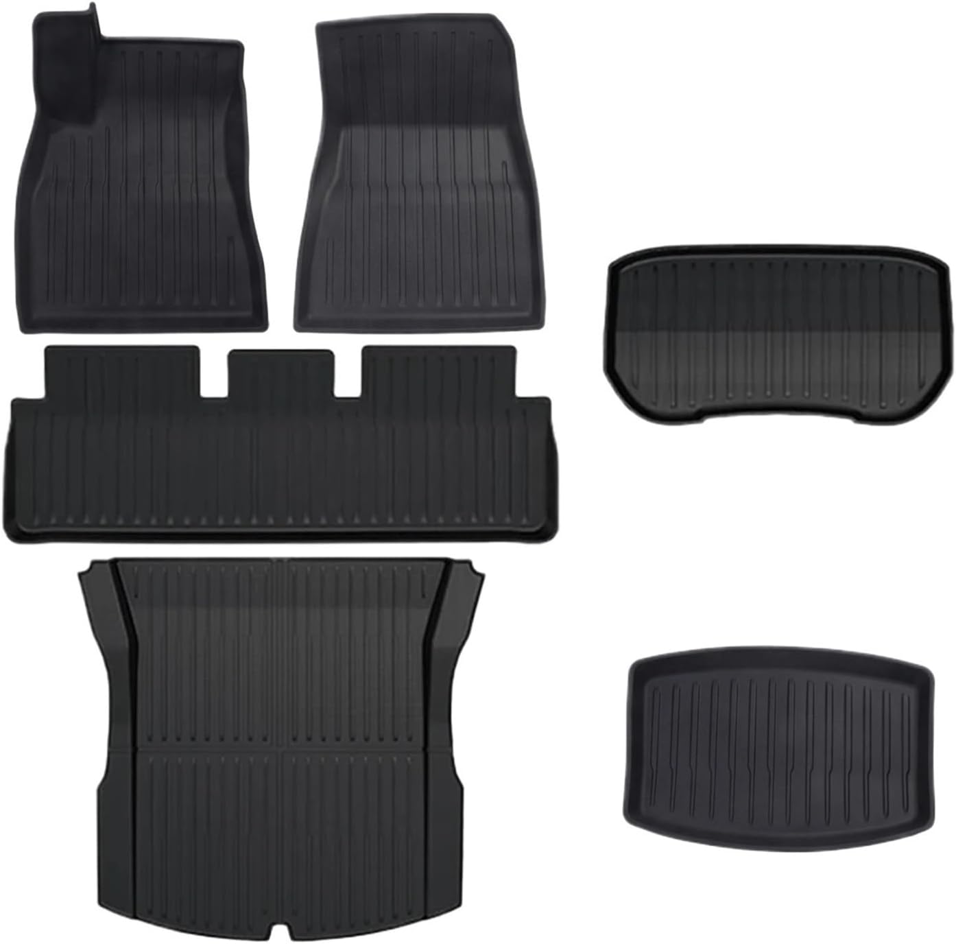 All Weather TPE Floor Mats Cargo Liner Compatible with Tesla Model 3 Highland 2024 Waterproof Anti-Slip Trunk Mats TPE Foot Pads(6PCS Set)