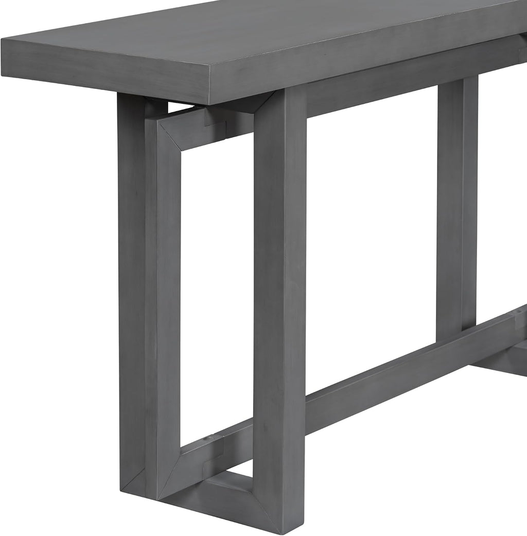 Merax 60 in Gray Console Table, Entryway Wood Minimalism Industrial Style Sofa Side Display for Entry Way, Hallway, Couch, Living Room, Foyer