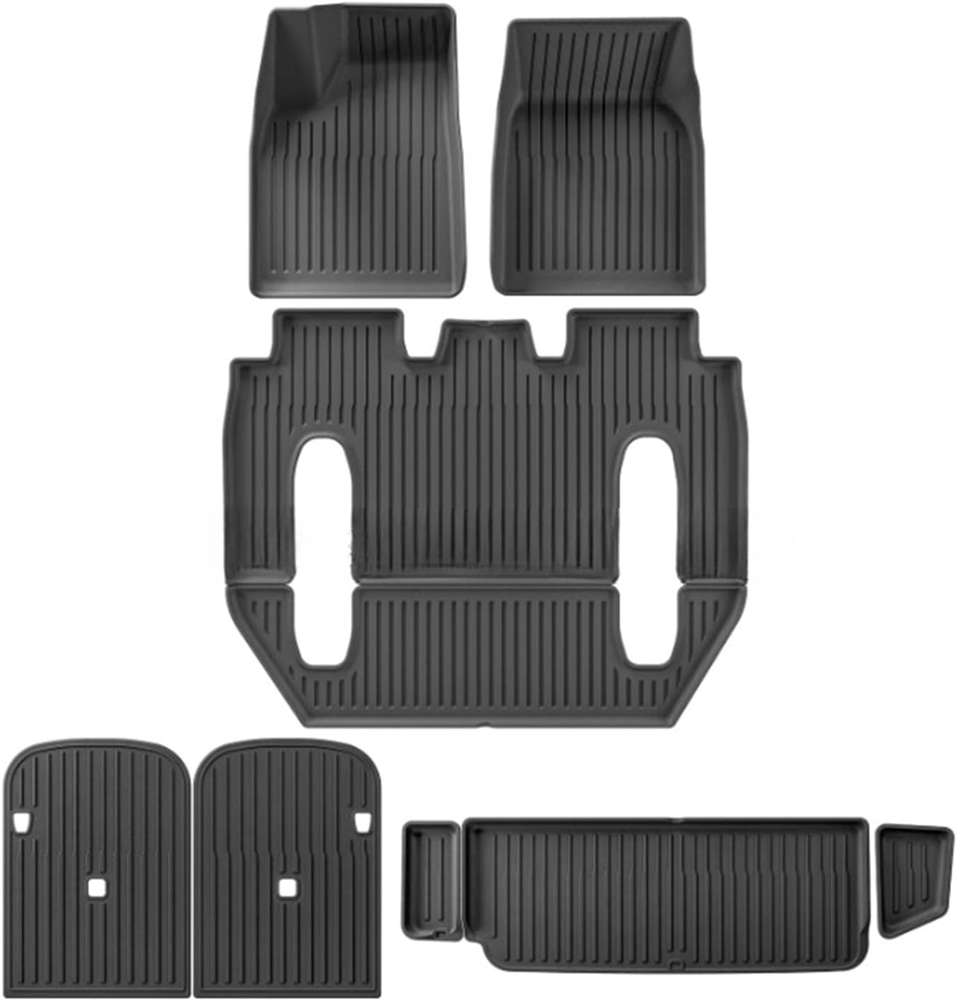 Compatible for Tesla Model X 2024 5/6/7 Seat TPE 3D Car Floor Mats Cargo Liner Trunk Pad Waterproof Protective Left Rudder(6seats 8PCS)