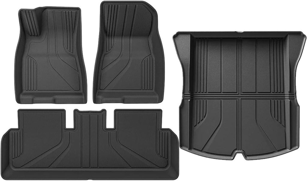 All-Weather TPE Floor Mats Compatible with Tesla Model 3 Highland 2024 Generation Full Set Cargo Liner and Rear Seat Back Mats LHD(4pcs LHD)