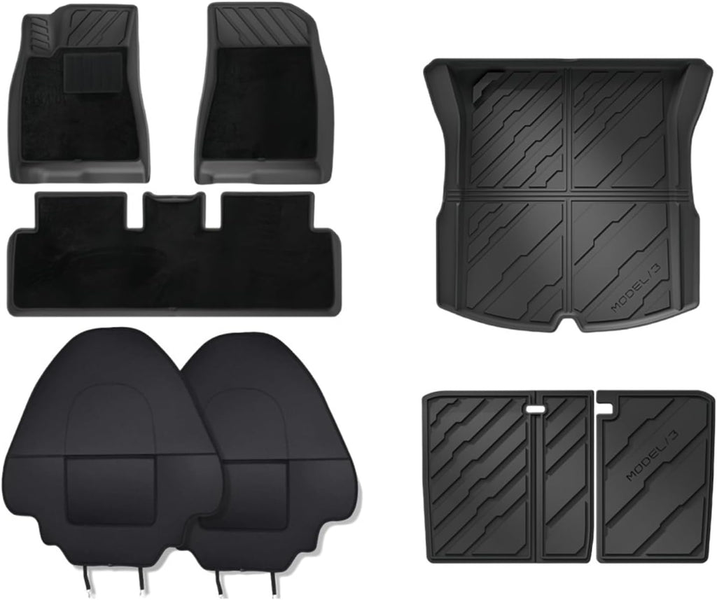 TPE Floor Mats for Tesla Model 3 2024 Highland All Weather Cargo Liner Frunk Trunk Backseat Protector Pad(11pcs Set)