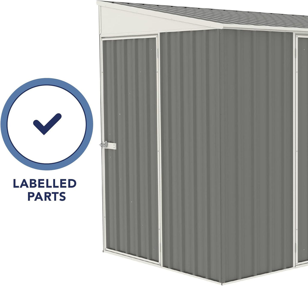Absco Durango 5 Ft. x 10 Ft. Metal Storage Shed DIY Three Door Woodland Gray Galvanized Steel Bike Shed for Tools, Lawn & Garden Equipment, Outdoor Patio Furniture, Garden Lean to Shed Kit
