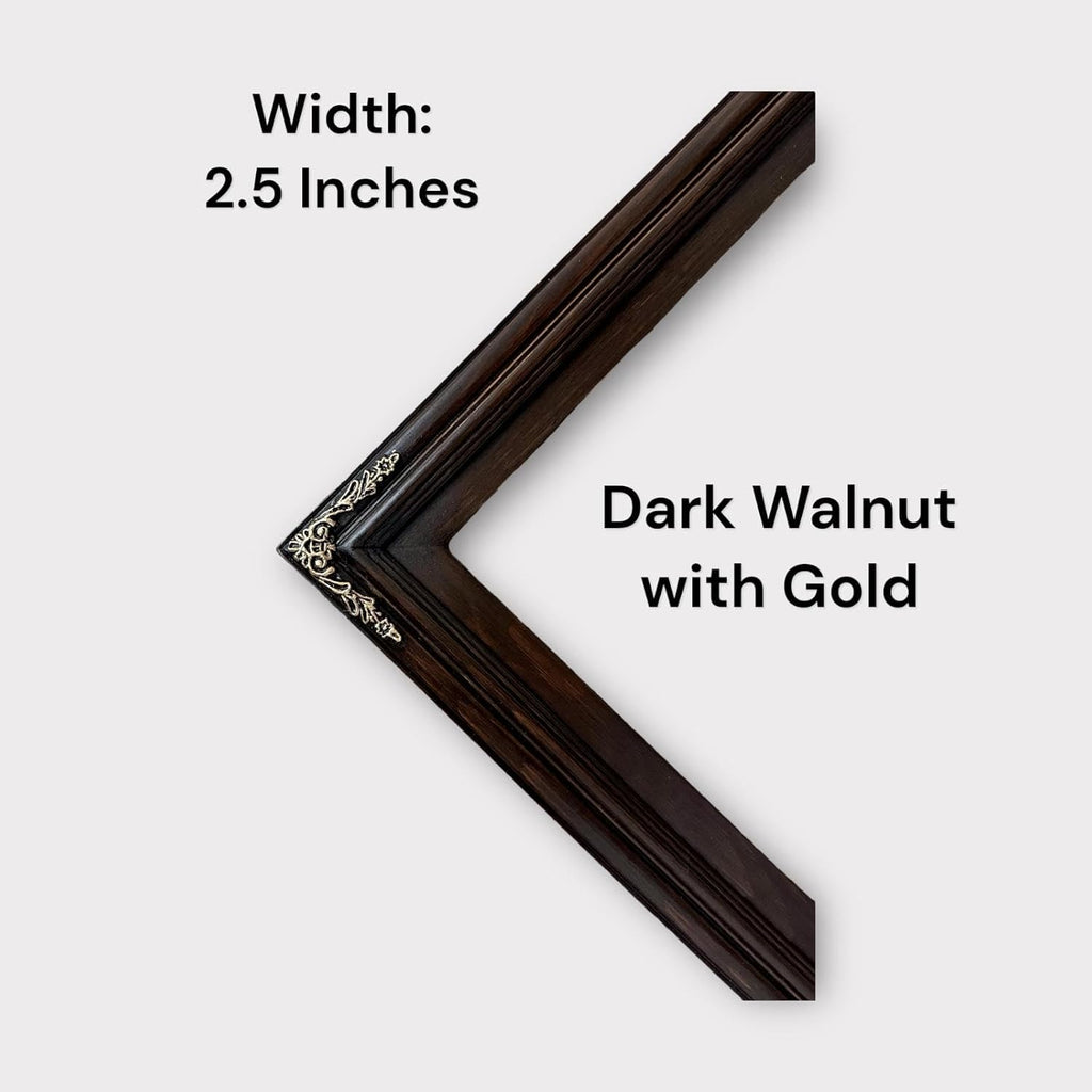 32, 43, 50 & 55 Inch Handmade wood ornate TV Frame for Samsung The Frame TV. Dark Walnut with Gold accents (not for use with other models) (50 INCH)