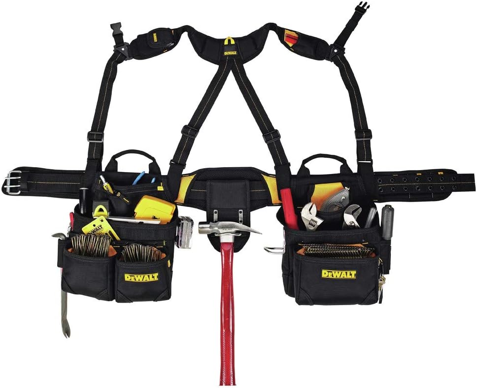 DEWALT DG5617 20-Pocket Pro Framer's Combo Apron Tool Belt and Yoke-style Suspenders Black