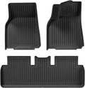 Compatible with Tesla Model Y 2021-2024 TPE 3D Car Floor Mats Cargo Liner Trunk Pad Set Waterproof All Weather Black(RHD 3PCS)