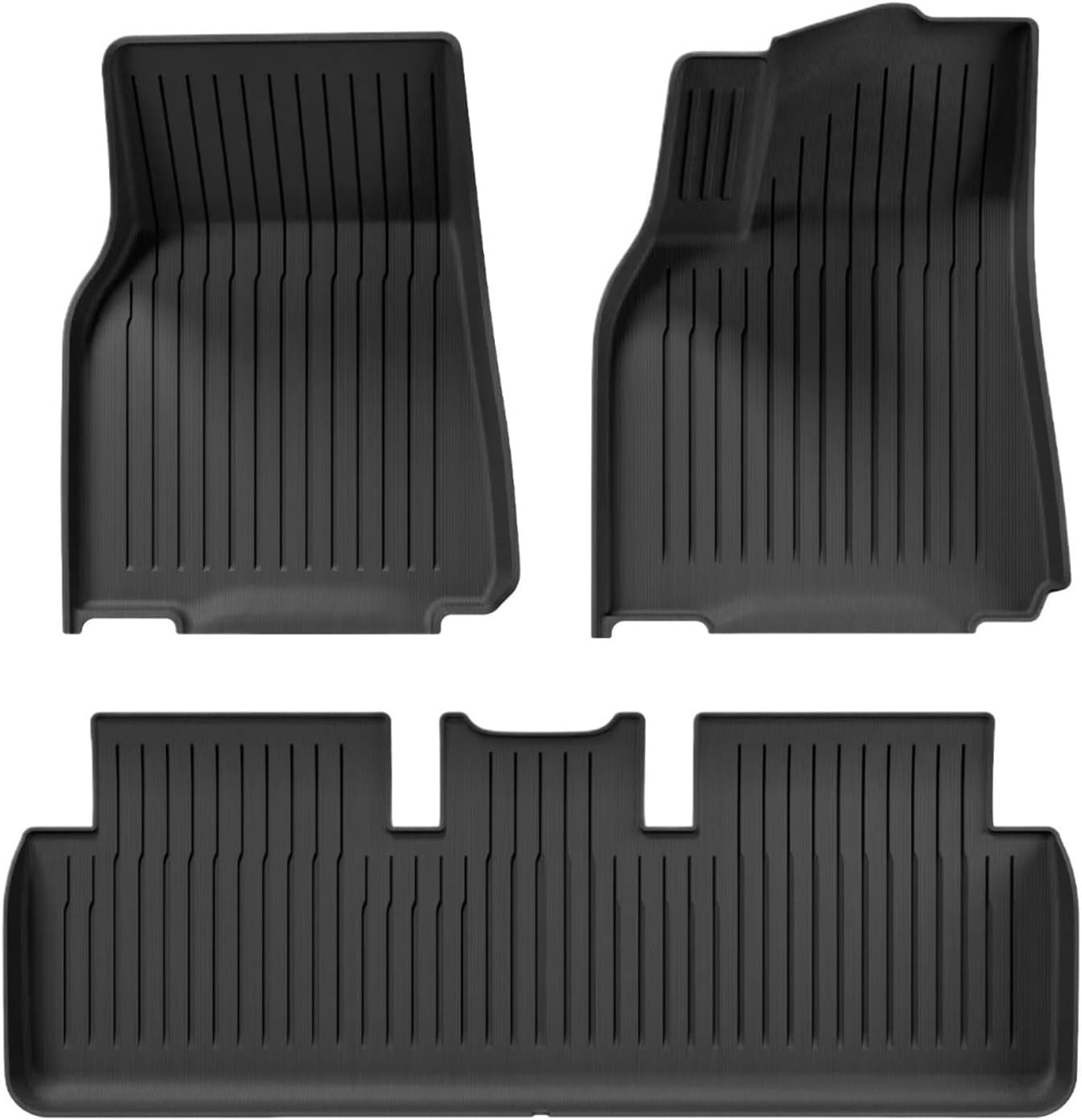 Compatible with Tesla Model Y 2021-2024 TPE 3D Car Floor Mats Cargo Liner Trunk Pad Set Waterproof All Weather Black(RHD 3PCS)