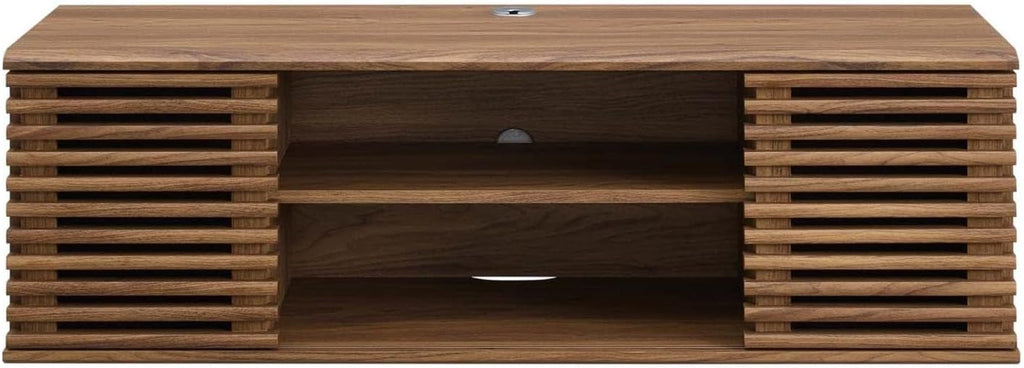 Modway Render 46' Mid-Century Modern Wall Mount Media Console TV Stand, 46 Inch, Walnut