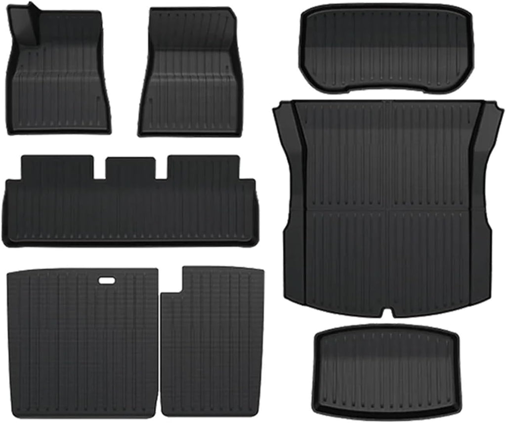 Compatible For Tesla Model 3 Highland 2024 2025 Floor Mats TPE Waterproof Anti-Slip Trunk Mat Rubber Driver Passenger Rear Cargo Liner(8pcs LHD)