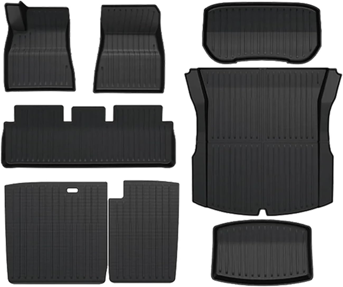 Compatible For Tesla Model 3 Highland 2024 2025 Floor Mats TPE Waterproof Anti-Slip Trunk Mat Rubber Driver Passenger Rear Cargo Liner(8pcs LHD)