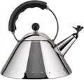 Alessi 9093 B - Design Kettle with Handle and Bird-Shaped Whistle, Stainless Steel and PA, Black