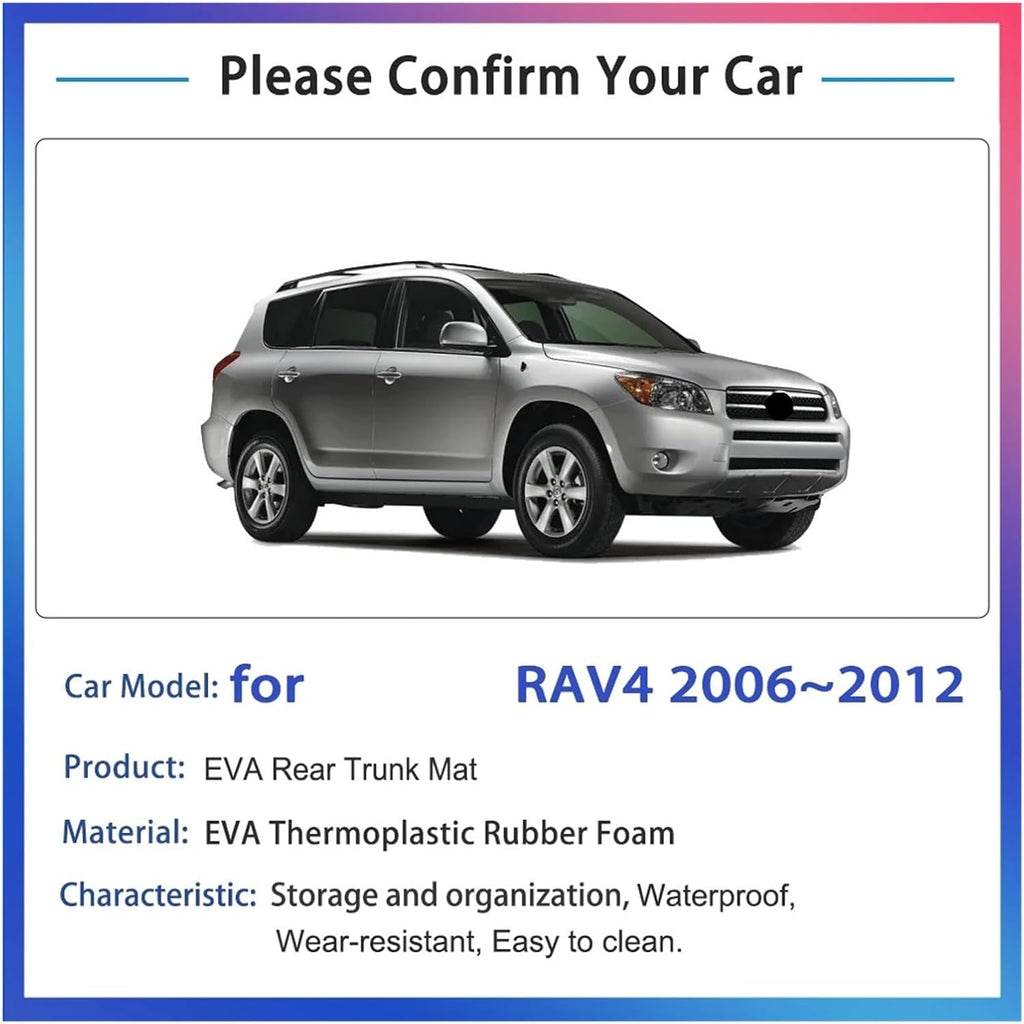 Car Rear Trunk Mat Compatible with Toyota RAV4 RAV 4 XA30 30 2006~2012 2010 2008 2007 Accessories Floor Tray Liner Cargo Boot Carpet Mud Mat