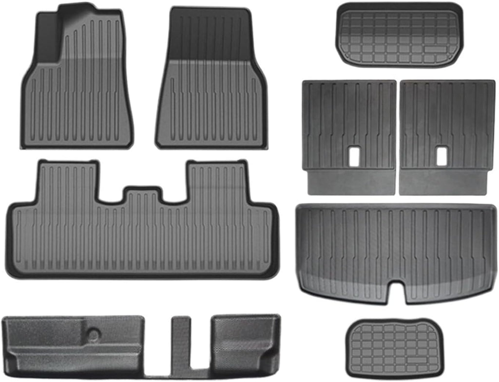 Floor Mat Cargo Liner 2020-2023 Accessories Compatible with Tesla Model Y 7 Seater and Model Y 5 Seat All Weather TPE Waterproof Anti-Slip(Y-7-Seat FT-8-LHD)