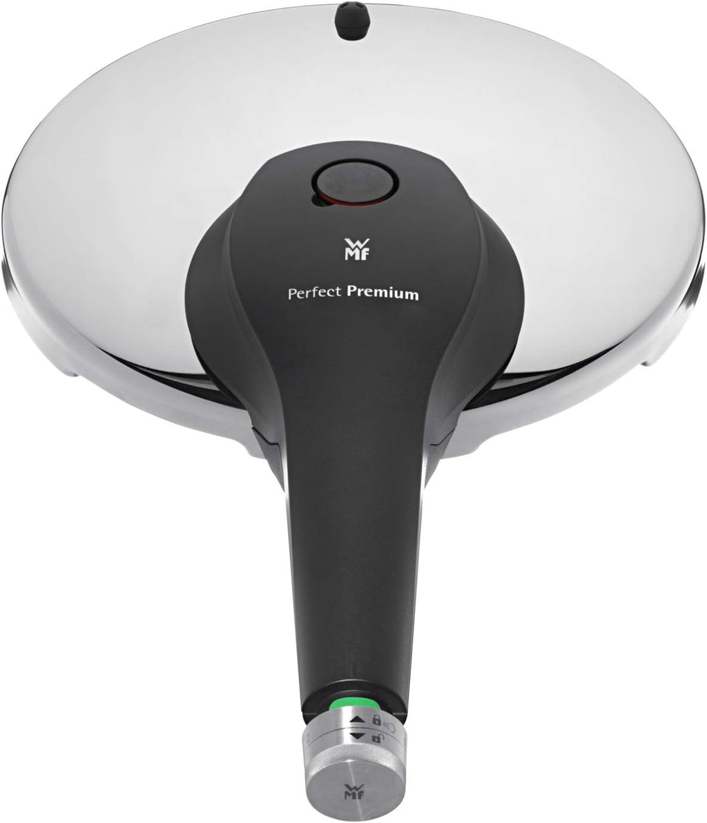 WMF Perfect Pressure Cooker 8.5 L Premium Polished Stainless Steel 2 Cooking Levels All-in-One Rotary Knob, Dishwasher Safe, Diameter 22 cm Suitable for Induction, Stainless Steel, Silver