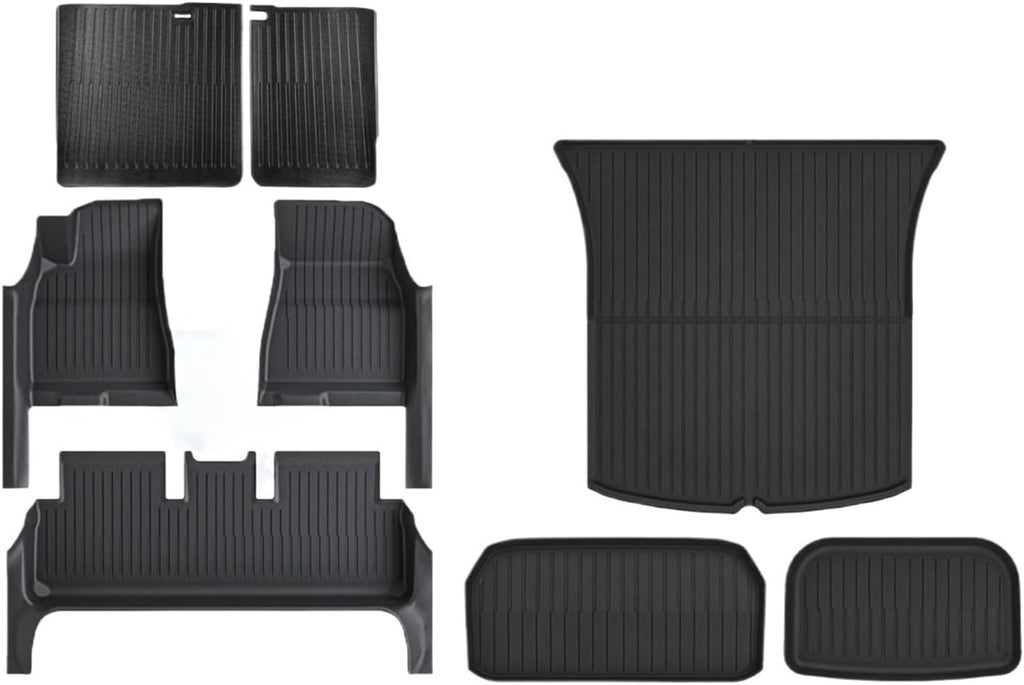 Compatible for Tesla Model 3 Highland 2024 TPE Full Cover Floor Mats with Door Sill Protector, Set Liners Cargo Liner Seat Back(8PCS Full Set)