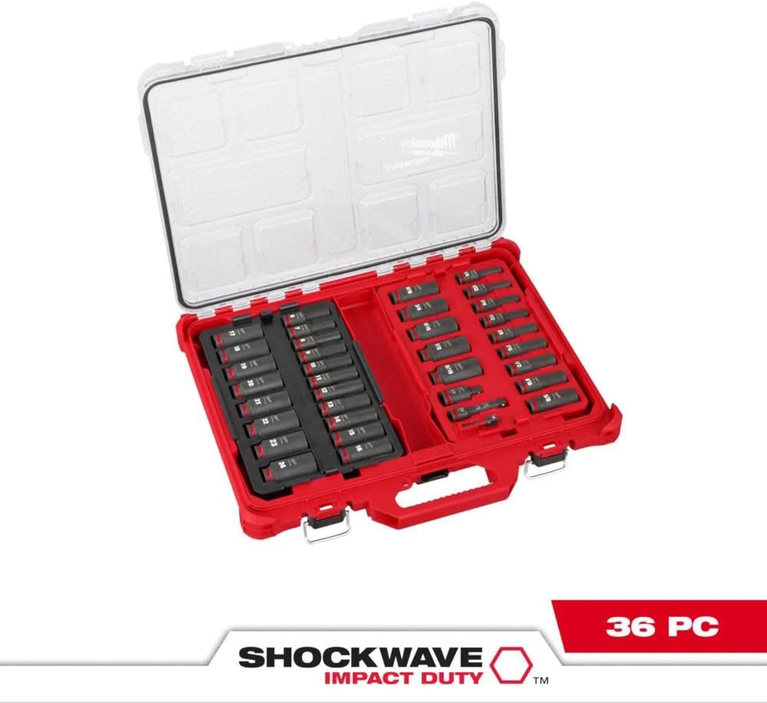 Milwaukee Electric - Shockwave Impact Duty. Socket 3/8. DR 36PC PACKOUT