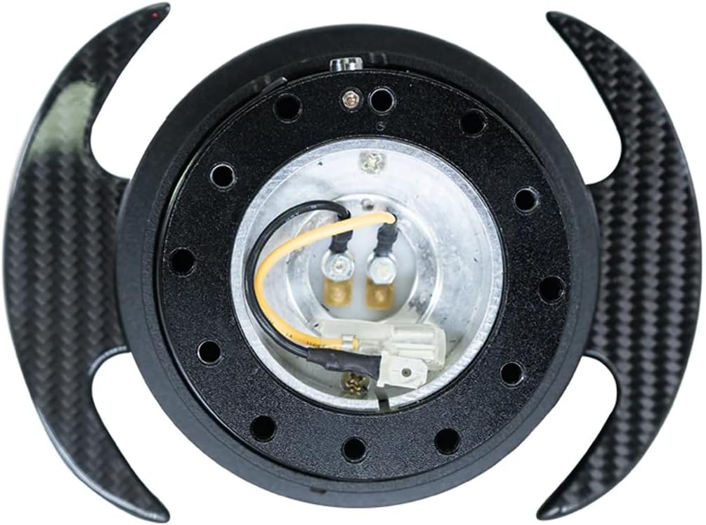 NRG Innovations NRG-SRK-650BK-CF GEN 3.0 Race Steering Wheel Quick Release Hub Adapter, 6-Hole Desgin & 6x70 and 6x74mm Bolt Patterns, Black Body/Black Ring With Carbon Fiber Handles