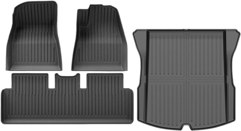 Compatible with Tesla Model 3 Highland 2024 TPE Floor Mats,All Weather Waterproof Anti-Slip Front Rear Cargo Liner Trunk Mat(Right Rudder 4pcs)