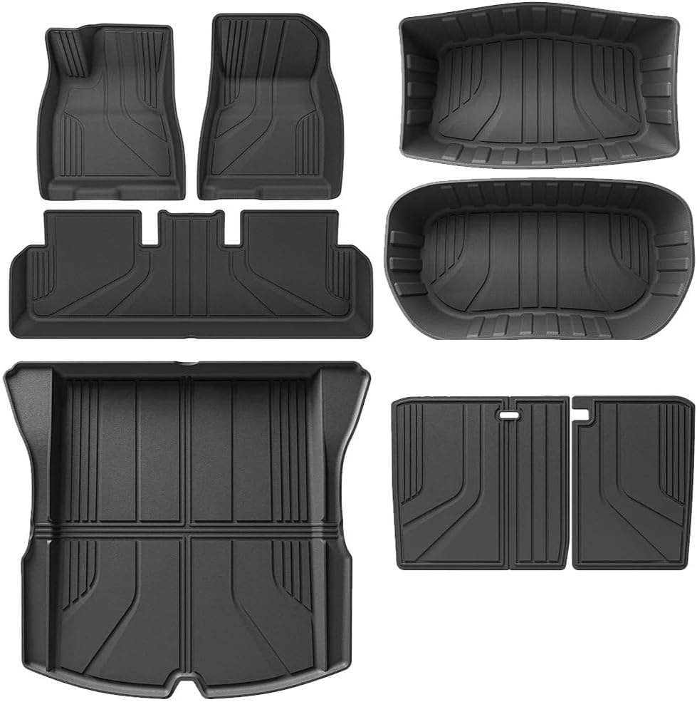 All-Weather TPE Floor Mats Compatible with Tesla Model 3 Highland 2024 Generation Full Set Cargo Liner and Rear Seat Back Mats LHD(8pcs LHD)