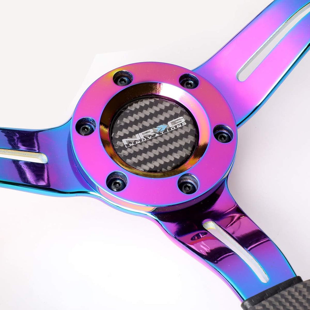 NRG Innovations NRG-ST-010MC-CF Carbon Fiber Steering Wheel 350mm 1.5' Deep Dish with Neochrome Center Spoke