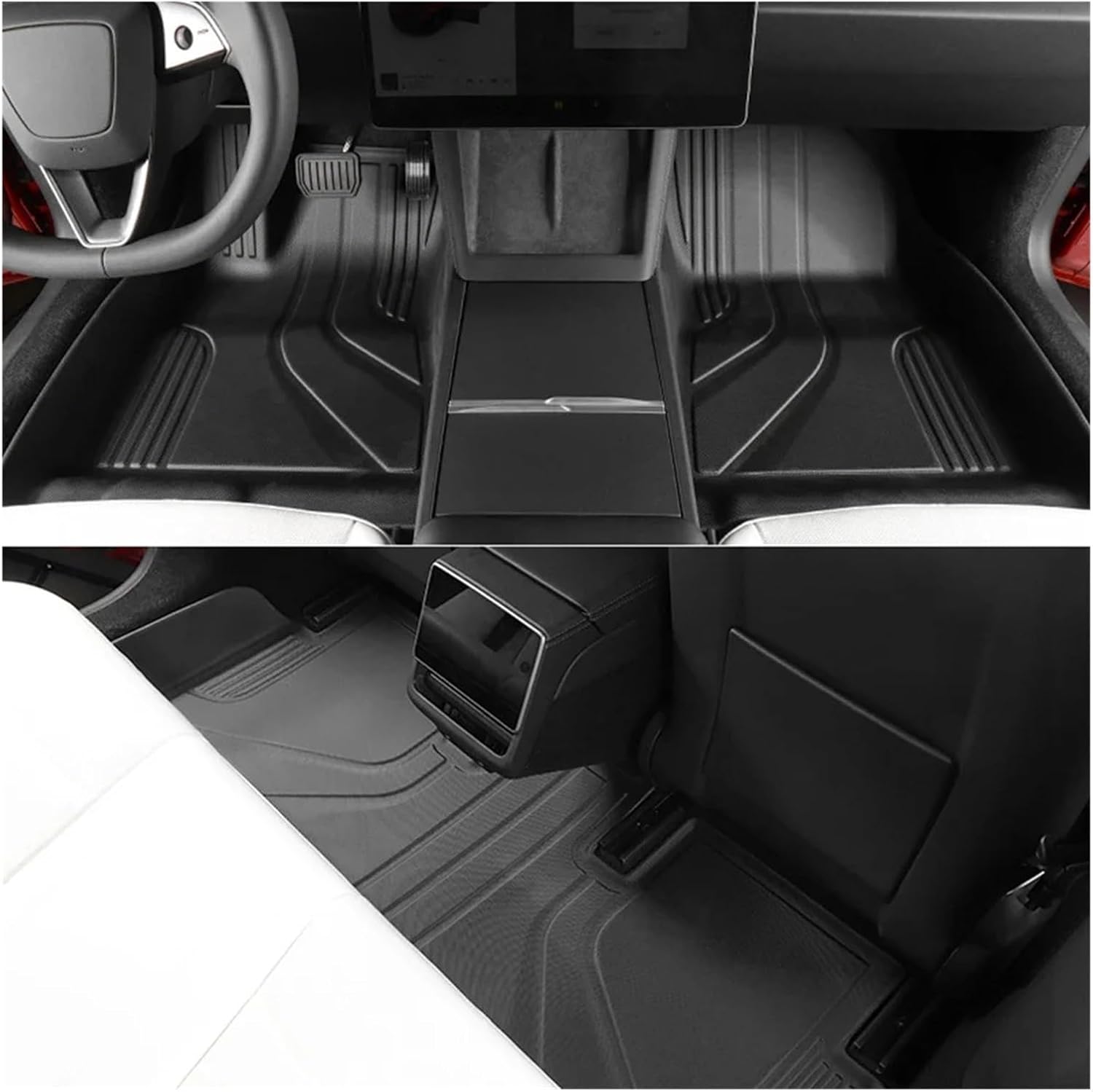 Floor Mats | Compatible with Tesla Model 3 Highland 2025 TPE All Weather Cargo Liner Water Resistant Single Double Layer Mats Accessories(SN-M3H FL 3PCS LHD)