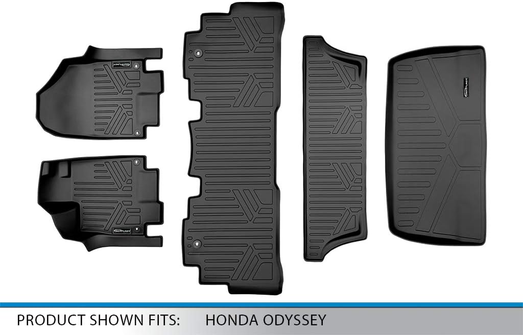 SMARTLINER Custom Fit Floor Mats 3 Rows and Cargo Liner Behind 3rd Row Set Compatible with 2018-2025 Honda Odyssey