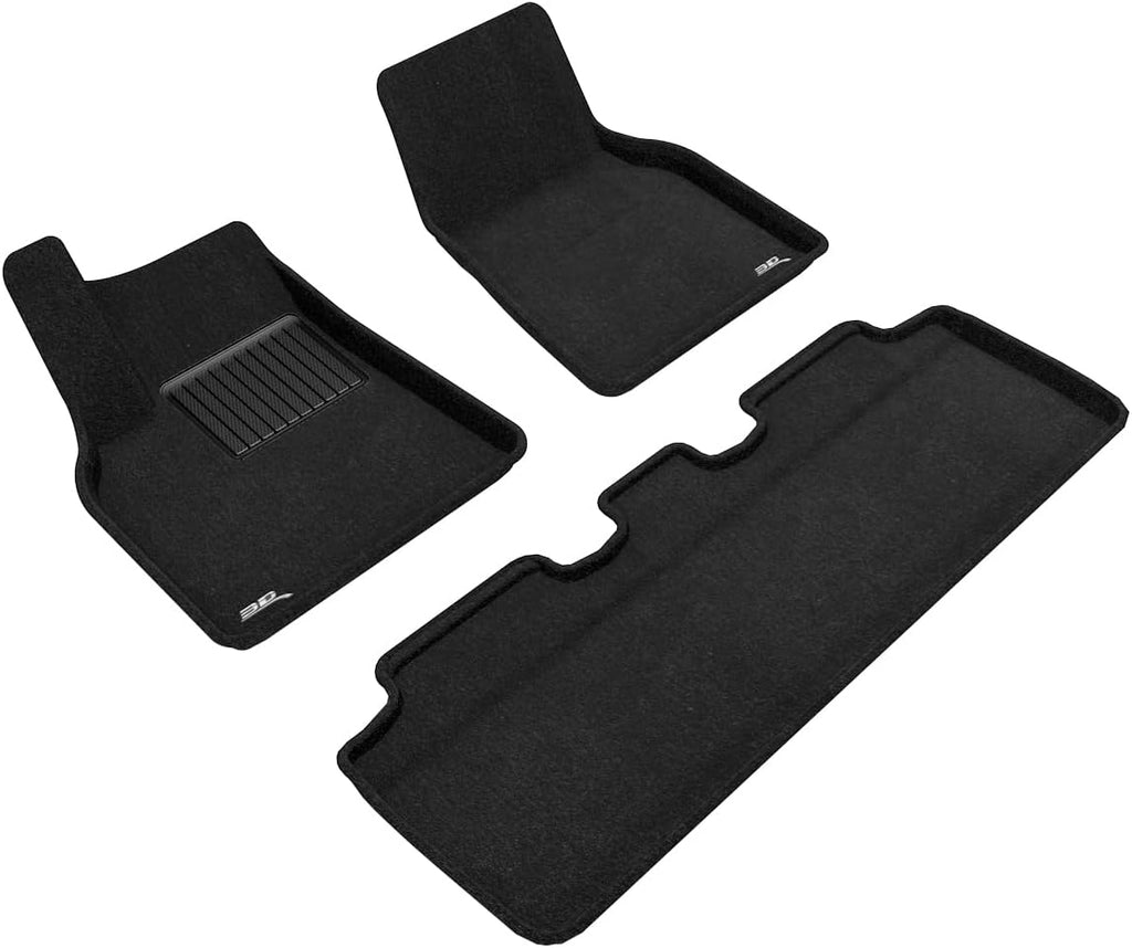3D MAXpider Custom Fit Elegant Floor Mat (Black) Compatible with Tesla Model Y 2021-2025 - Full Set