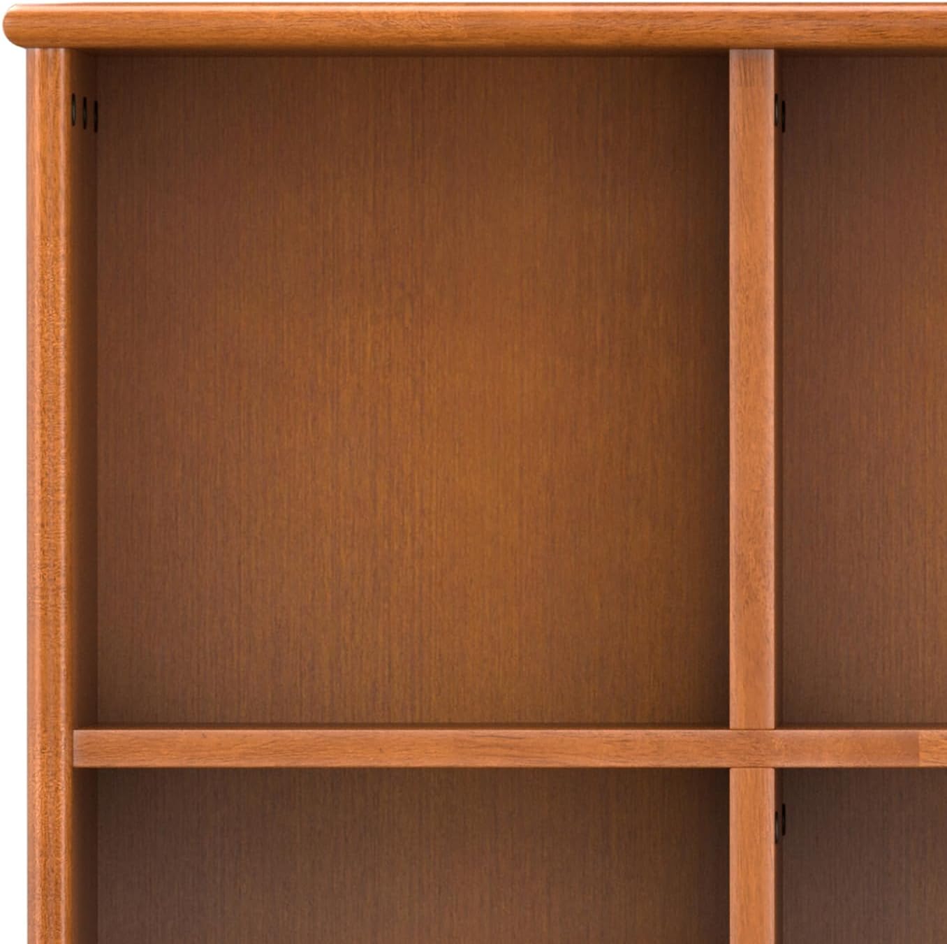 SIMPLIHOME Draper Bookcase - 58 inch Tall 9-Cube Solid Hardwood Cube Organizer with Drawers in Teak Brown, Mid-Century Storage for Living Room, Entryway or Bedroom with Cubbies and Angled Legs