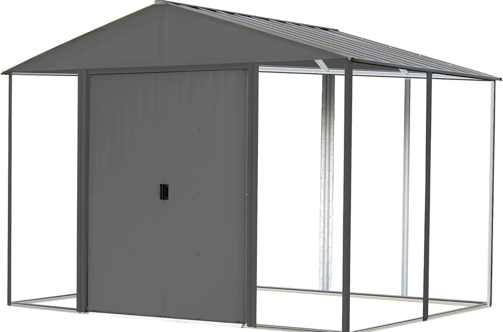 Arrow Shed 8' x 8' Ironwood Galvanized Steel Outdoor Shed Kit, Anthracite