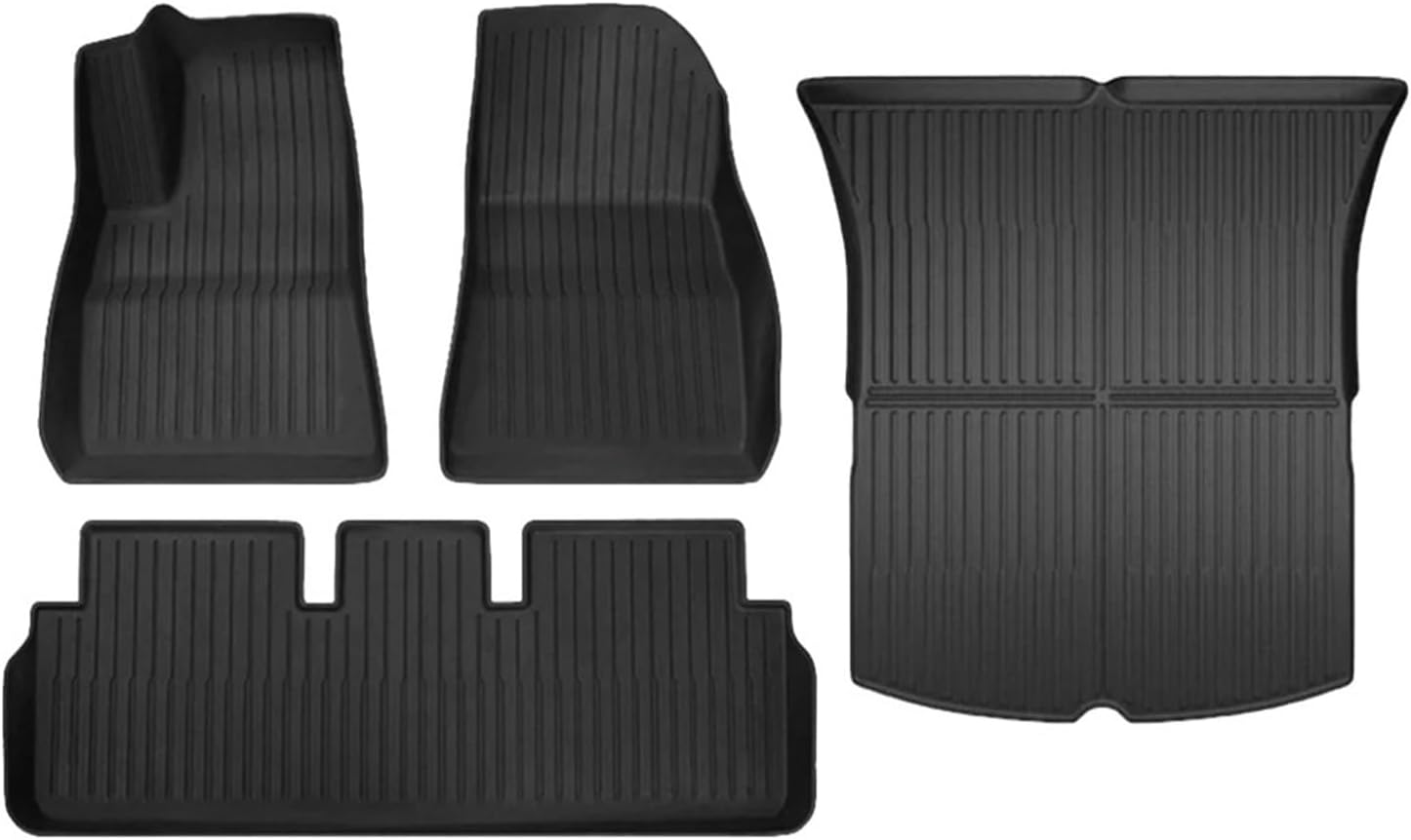 Compatible with Tesla Model 3 Model Y 2021-2024 XPE Floor Mats,All Weather Rubber Trunk Floor Mat Waterproof Non-Slip Cargo Liner(4pcs M3 2024)