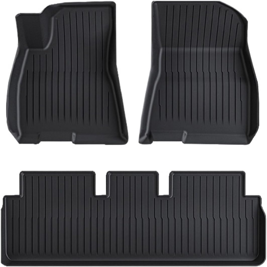 NovaAcc 2025 2024 Floor Mats Cargo Liners Compatible with Tesla Model Y 3 Highland 5-Seat All Weather TPE Cargo Trunk Mats Accessories(3 2025 Floor mat)