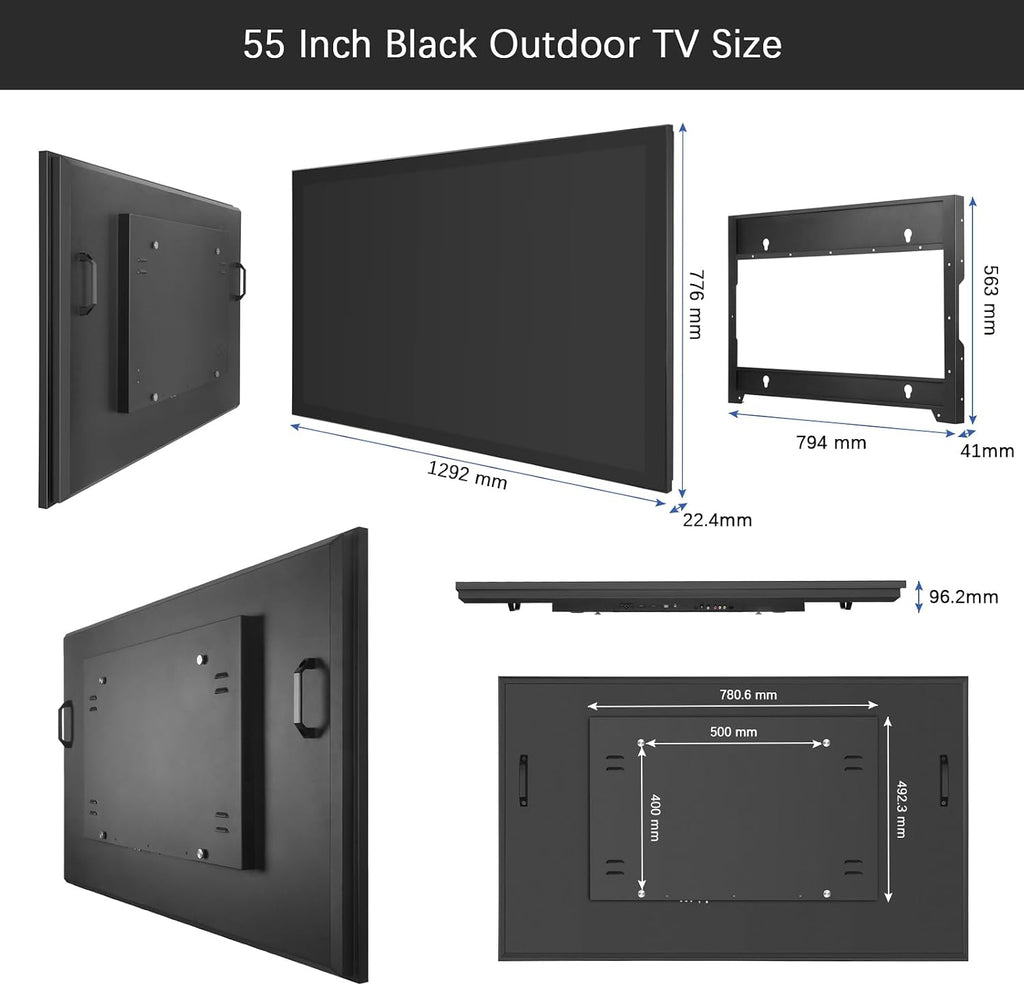 55-Inch IP65 Waterproof Smart TV for Outdoor, 4K UHD 2000Nits with Luxury Black Tempered Glass Front Panel, All Weather TV for Outside Partial Sun(webOS)