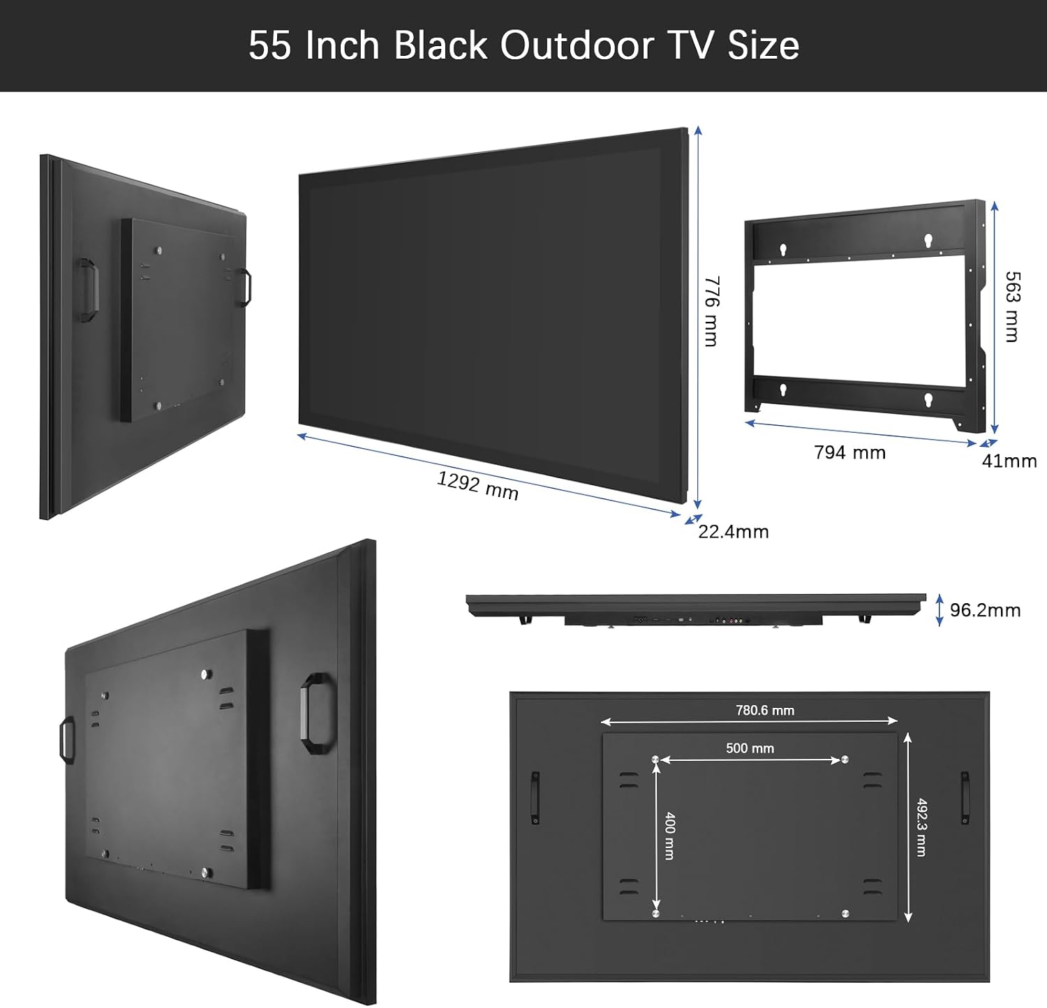 55-Inch IP65 Waterproof Smart TV for Outdoor, 4K UHD 2000Nits with Luxury Black Tempered Glass Front Panel, All Weather TV for Outside Partial Sun(webOS)