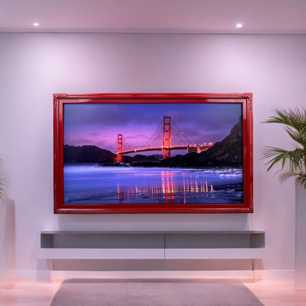 32, 43, 50 & 55 Inch Handmade wood ornate TV Frame for Samsung The Frame TV. GLOSSY RED (not for use with other models) (50 INCH)