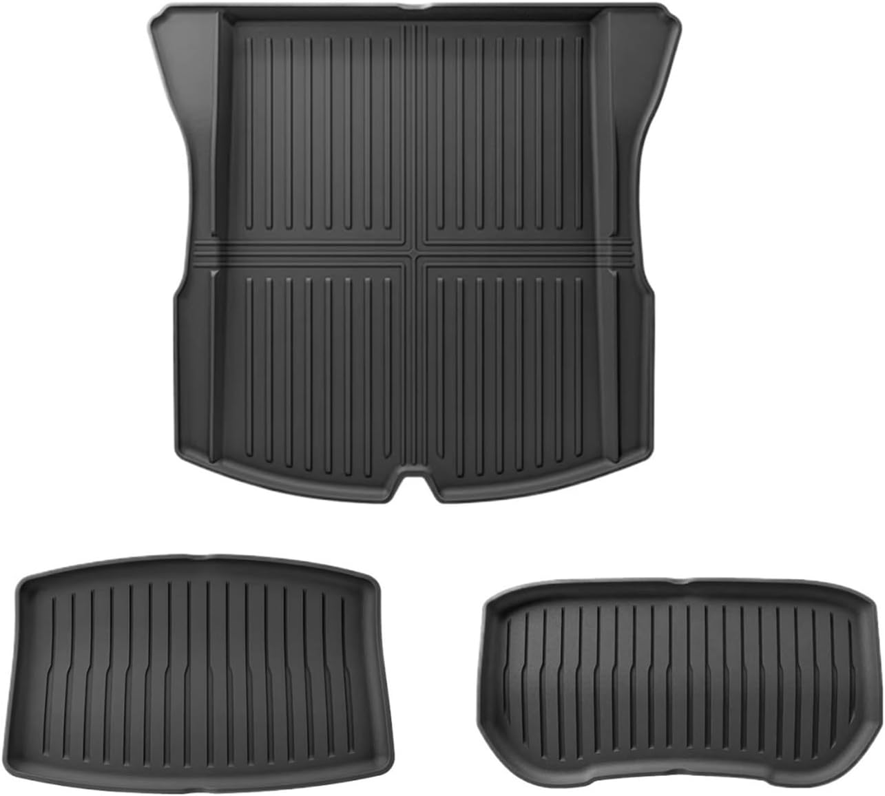 TPE 2024 2025 Compatible with Tesla Model 3 Highland Floor Mats All Weather Front Rear Cargo Liner Mat Waterproof Anti-Slip Mats Accessories(3PCS Back Sets)