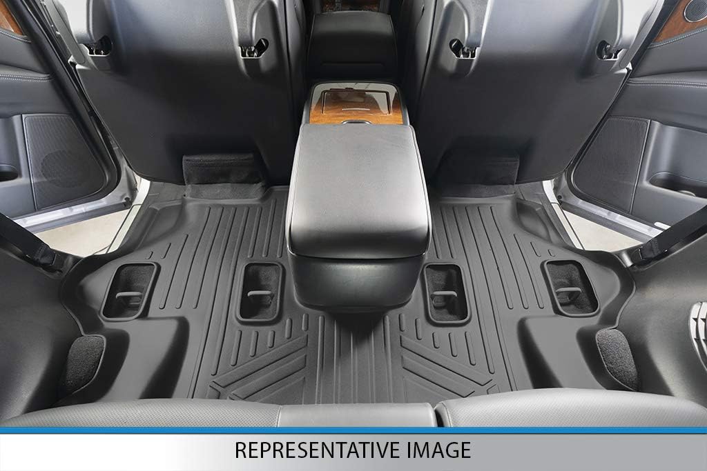 SMARTLINER Floor Mats 3 Rows - Cargo Liner Behind 3rd Row Set Compatible with 2020-2023 Ford Explorer