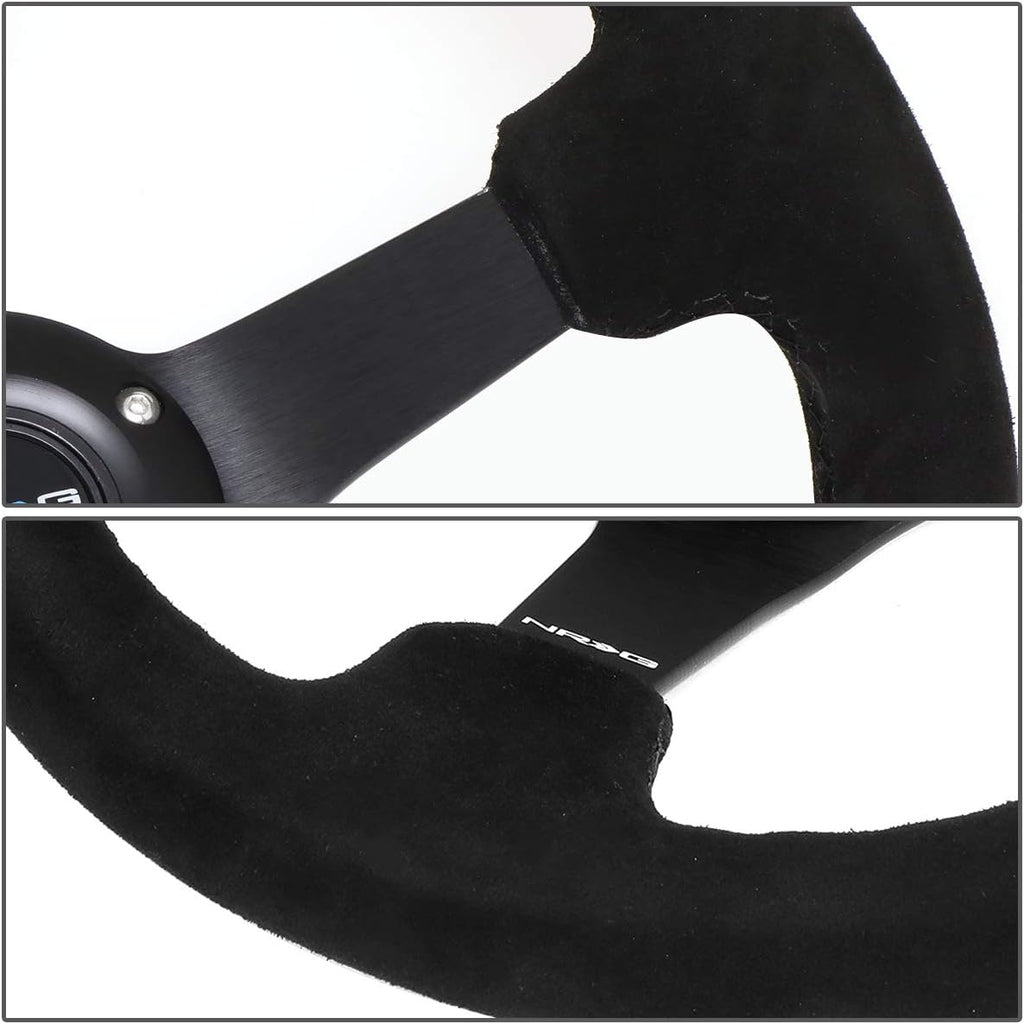 Auto Dynasty NRG Innovations ReinCompatible withced RST-033BK-S 330mm 3' Deep Dish Black Suede Racing Steering Wheel