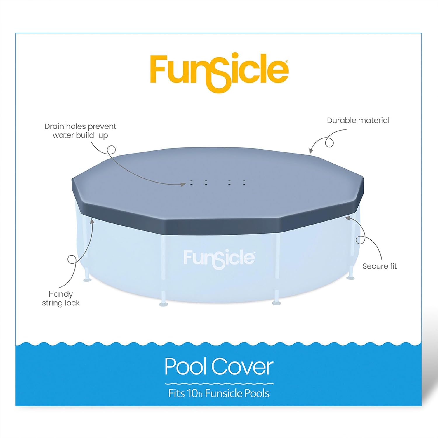 Funsicle 10' x 30' Outdoor Activity Round Metal Frame Above Ground Swimming Pool Set with 10' Secure Debris Pool Cover & SkimmerPlus Filter Pump, Blue