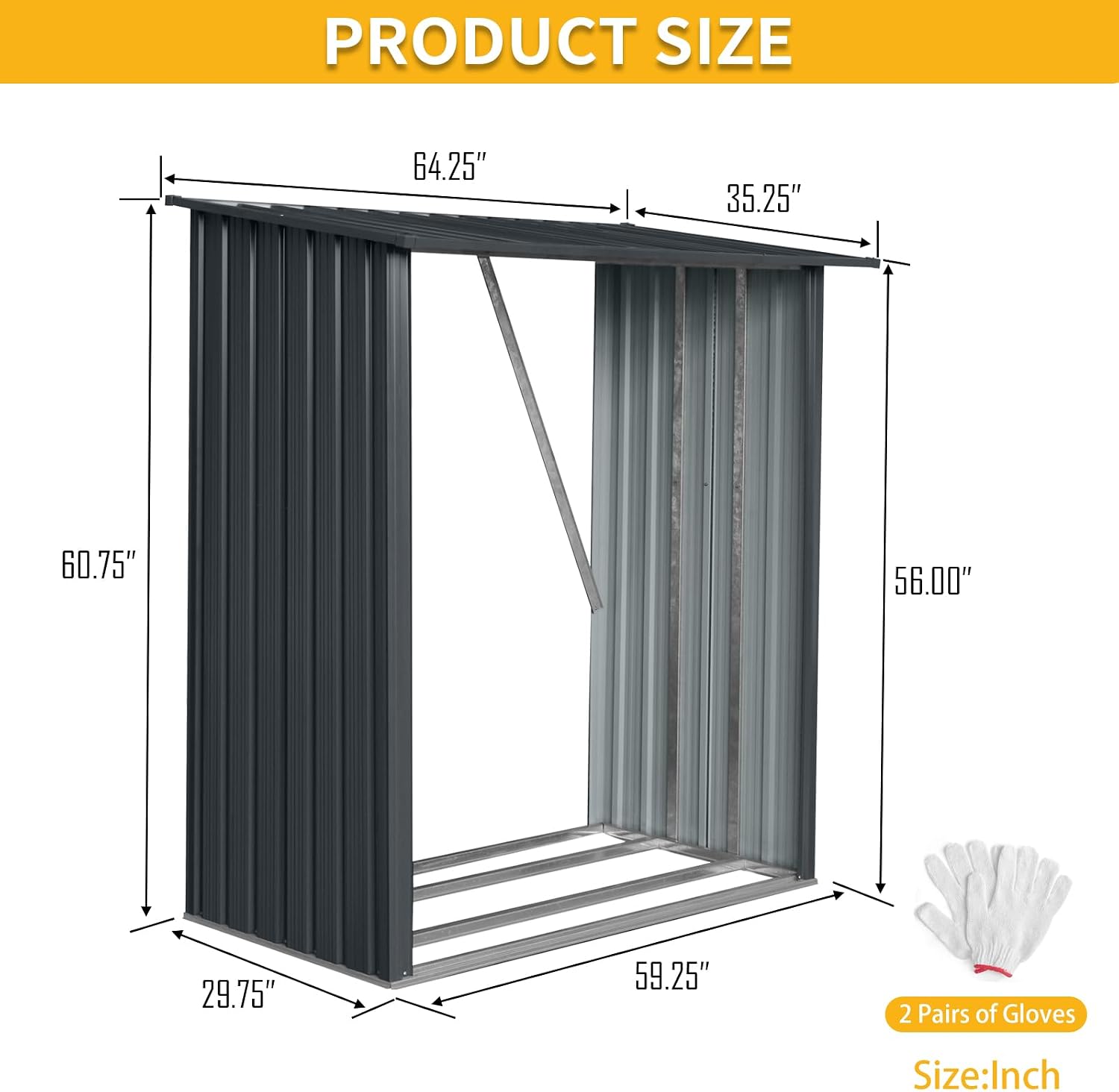 5.4 * 3FT Outdoor Metal Firewood Rack, Sturdy Steel Wood Storage Shelter with Sloped Roof, Open Front Design for Backyard, Patio & Fireplace