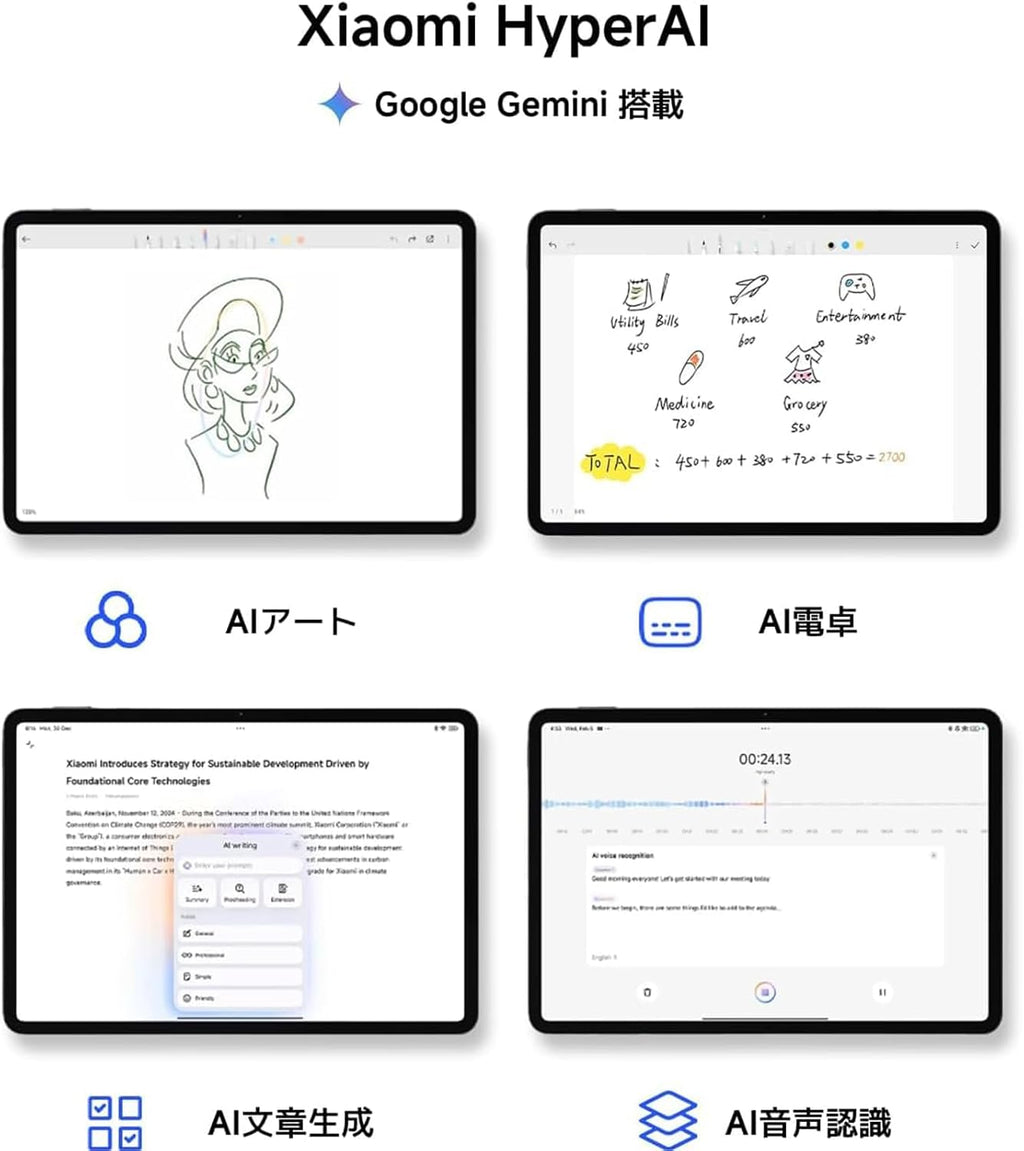 XIAOMI Pad 7 Ai WiFi Version Global (No Calls or Text) 11.2 inches 3.2K 144Hz 8850mAh Bluetooth 5.4 Four Speakers 13 Mp Model 2410CRP4CG (Gray, 256GB + 8GB)
