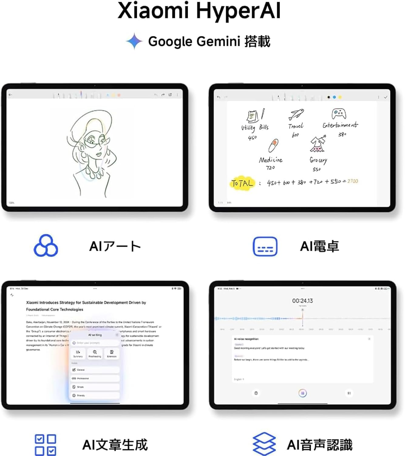 XIAOMI Pad 7 Ai WiFi Version Global (No Calls or Text) 11.2 inches 3.2K 144Hz 8850mAh Bluetooth 5.4 Four Speakers 13 Mp Model 2410CRP4CG (Gray, 256GB + 8GB)