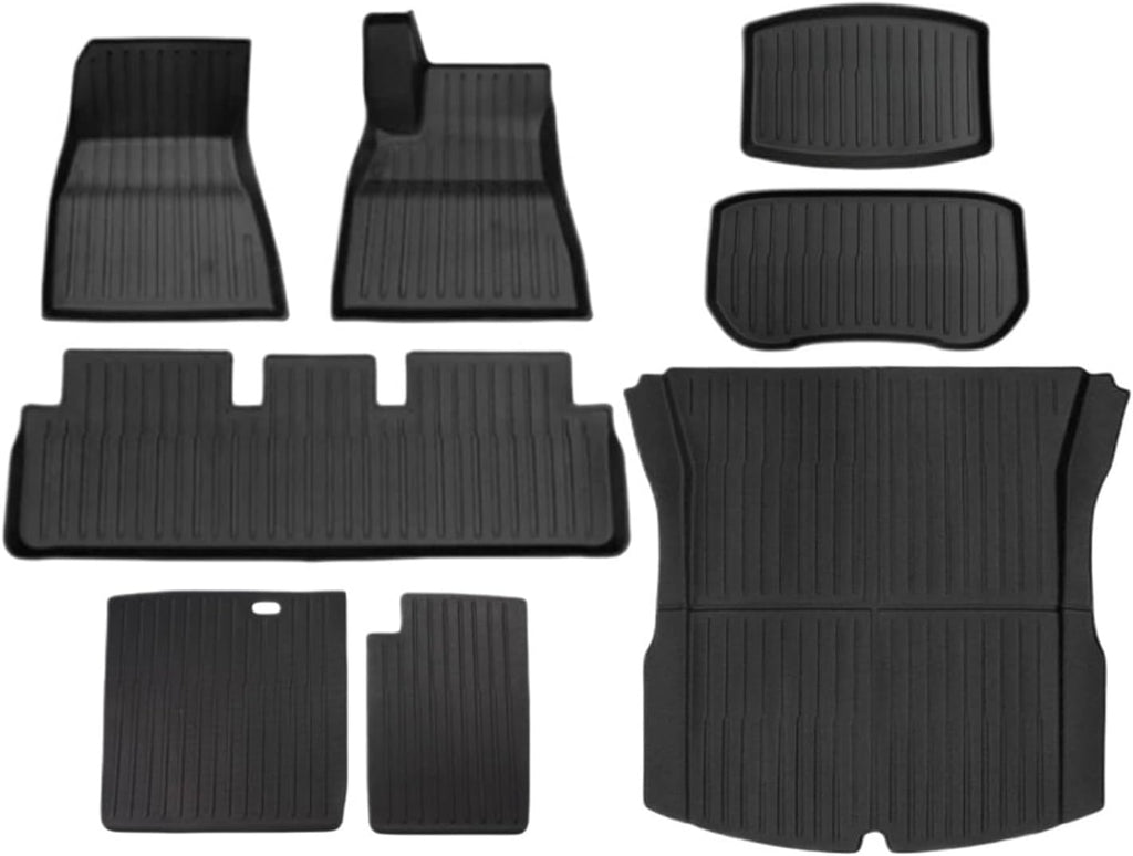 Compatible for Tesla Model 3 2024 Highland Floor Mats Cargo Liner Waterproof Anti-Slip Trunk Mat TPE Pads Left Right Rubber Accessories(RHD 8pcs)