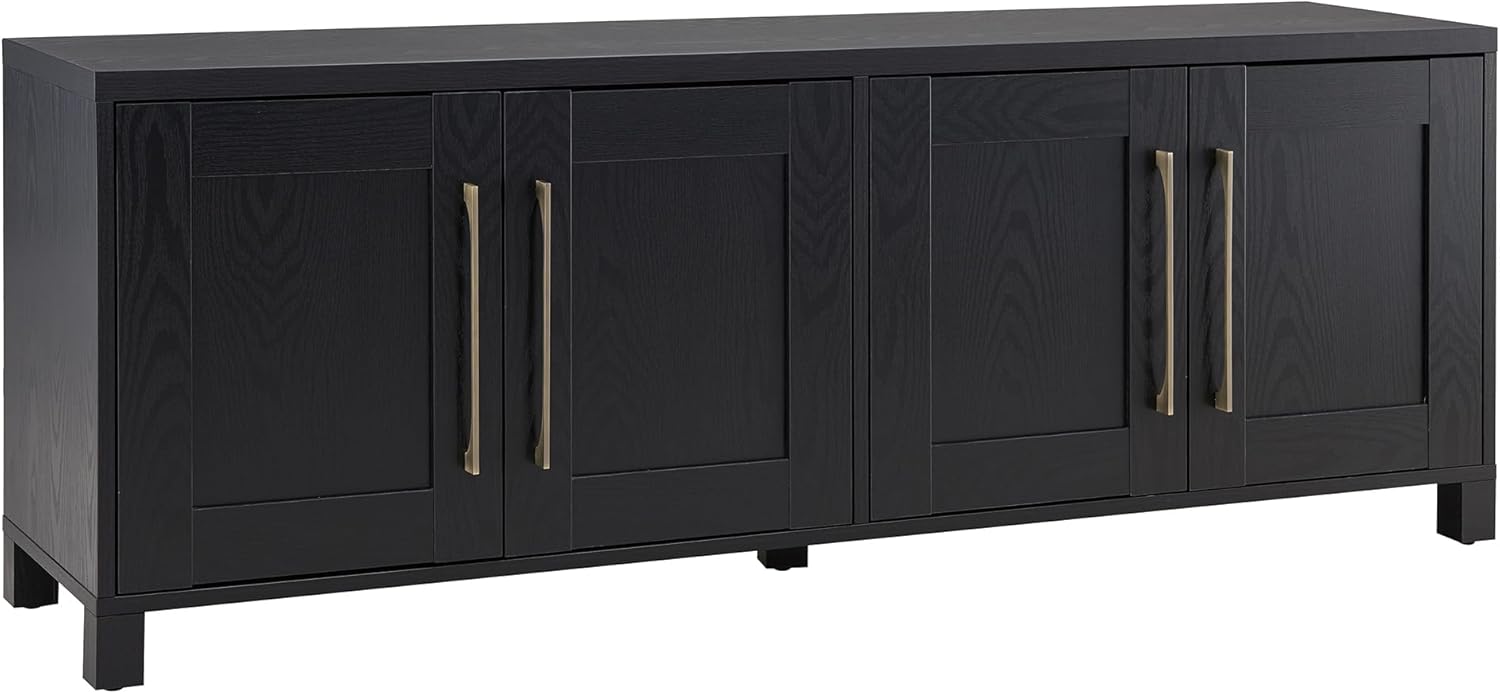 Henn&Hart Rectangular TV Stand for TV's up to 80' in Black Grain, TV Stands for the Living Room