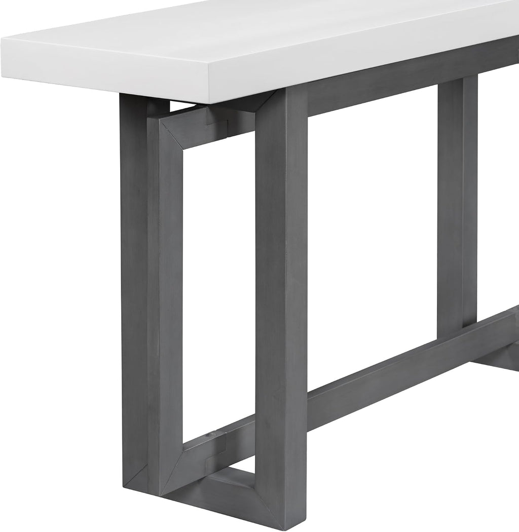 Merax 60 in White Gray Console Table, White Gray Entryway Table with Minimalist Industrial Style for Entry Way, Hallway, Living Room, Foyer