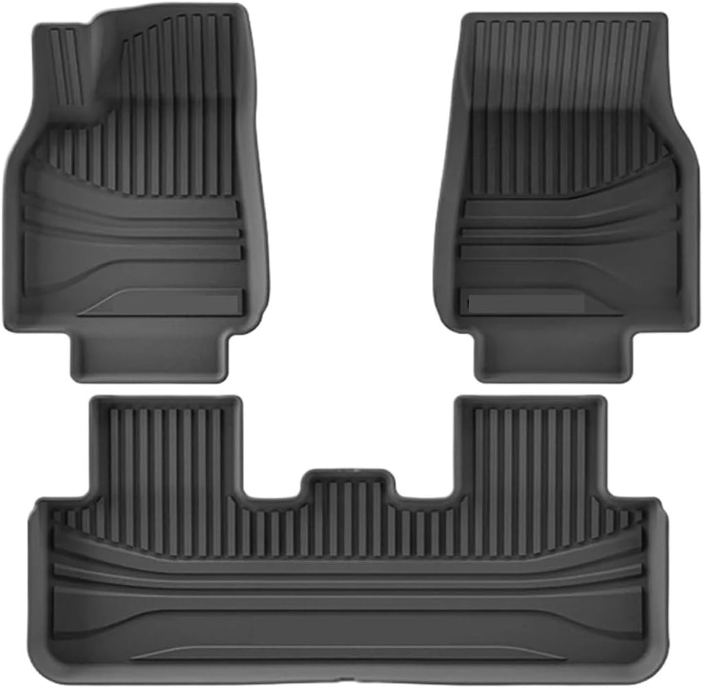 Compatible with Tesla Model Y Launch 2025+ Juniper TPE Floor Mats & Cargo Liner, All Weather Trunk Mats Floor Liner Backrest Mats LHD(Balck Headlight)
