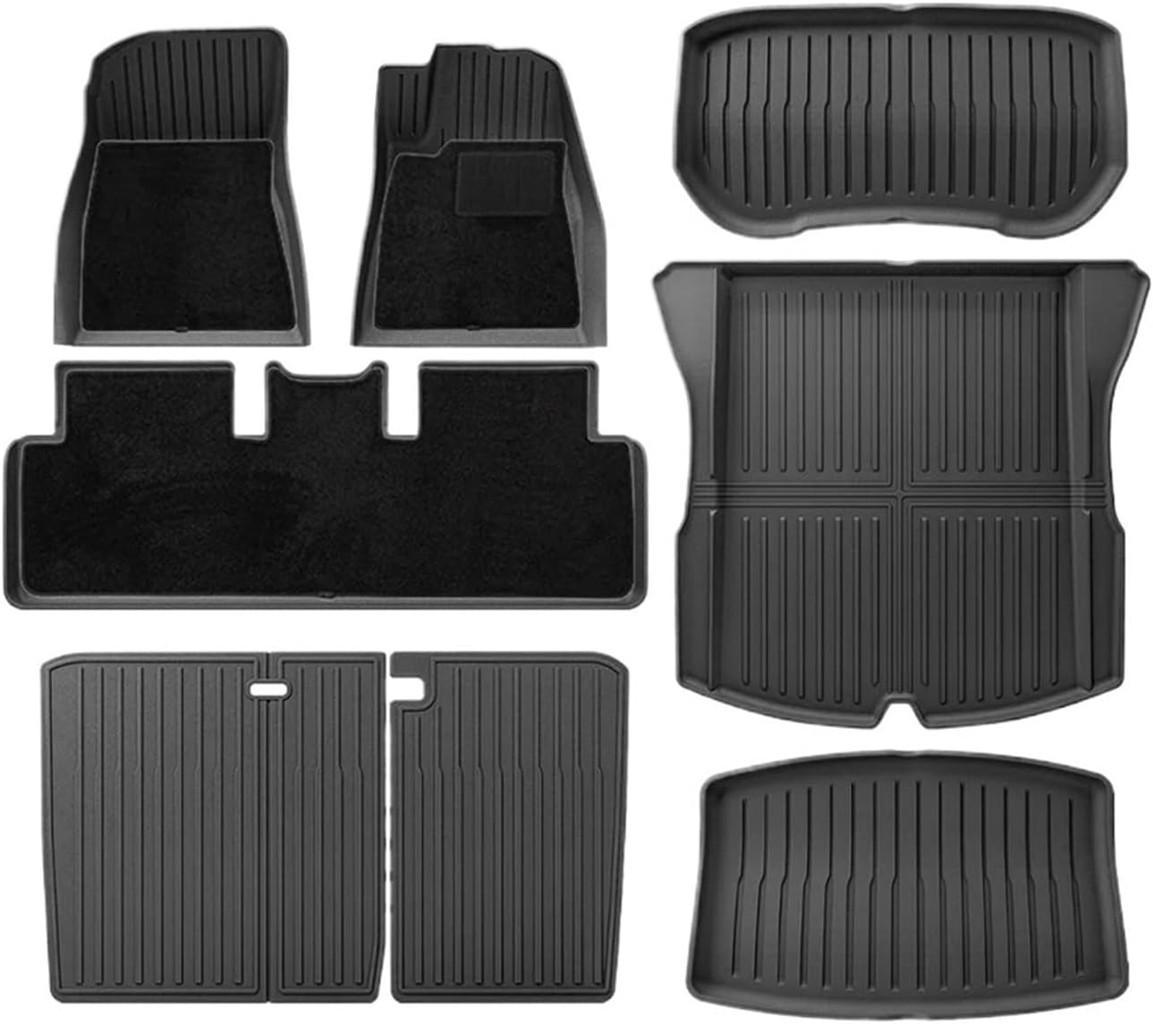 Floor Mats TPE All Weather Front Rear Cargo Liner Mat Waterproof Anti-Slip Mats Accessories C | Compatible with Tesla Model 3 Highland 2024 2025(24 M3D 11PCS RHD)