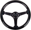 NRG Innovations NRG-RST-036BSB-BK Reinforced Steering Wheel - Classic Black Sparkled Wood Grain Wheel (3' Deep, 4mm), 350mm, 3 Solid Spoke Center in Black